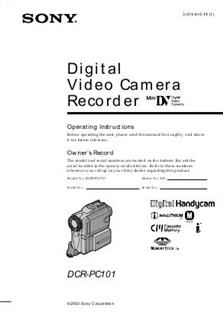 Sony DCR PC 101 E manual. Camera Instructions.